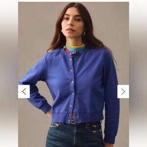 CLARE V. Le Snap Cardigan; Size L; Blue; excellent condition